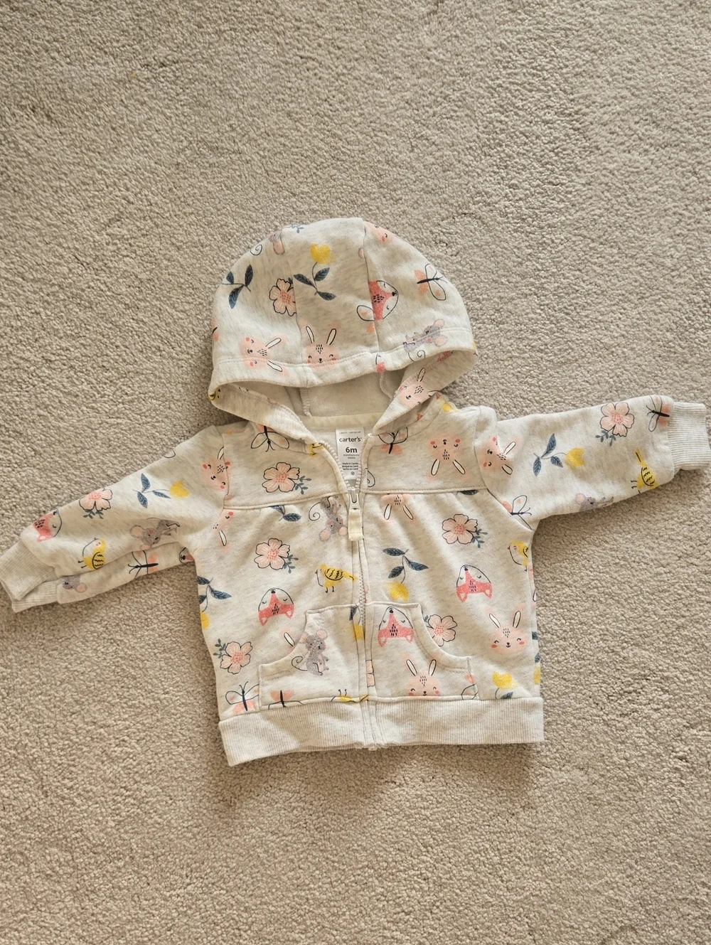 Carter's Bundle Of Floral Zip Hoodies, 6M, Pink and Light Gray